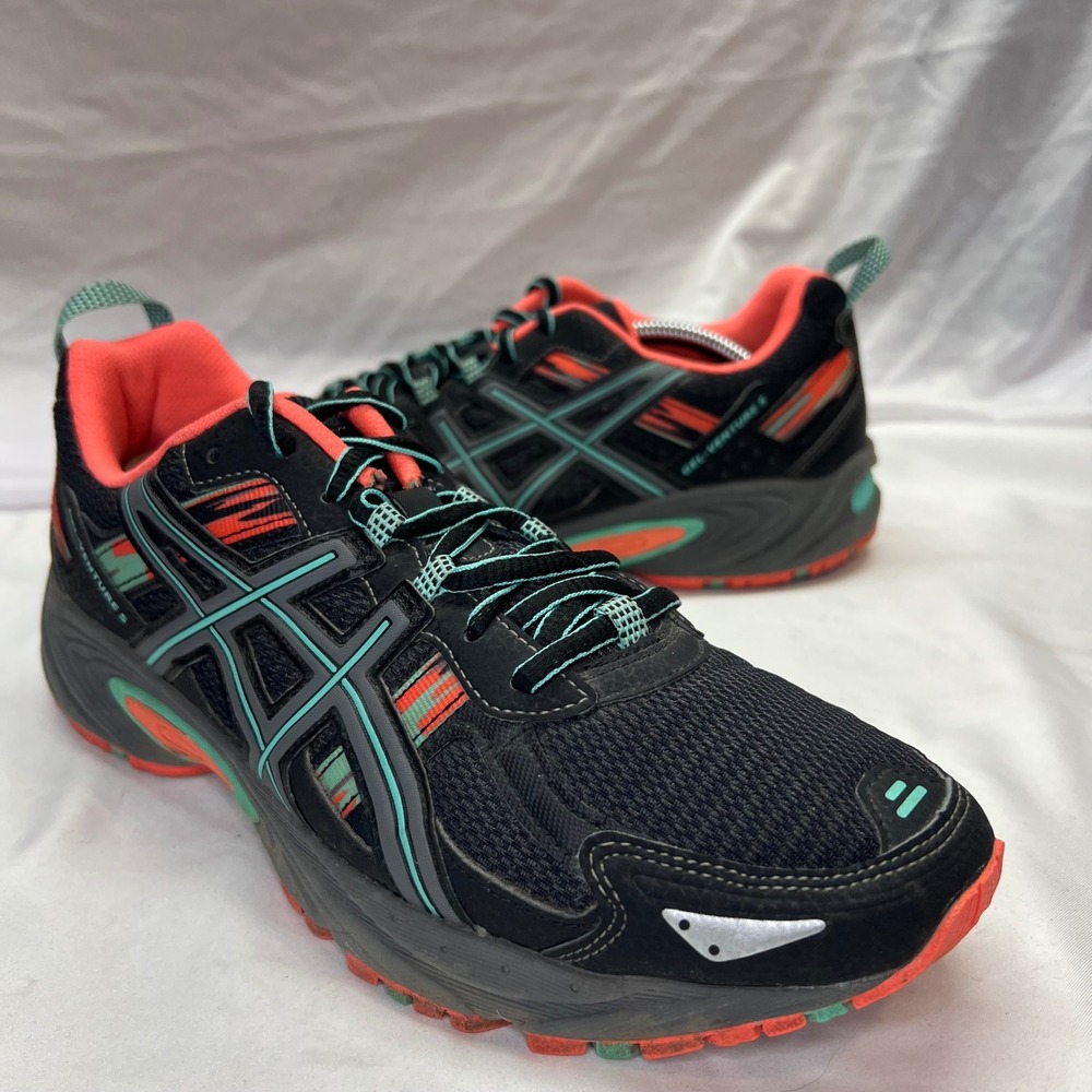 ASICS Gel-Venture 5 Mens Running Shoes Black Coral Teal T5N8N Size 9.5